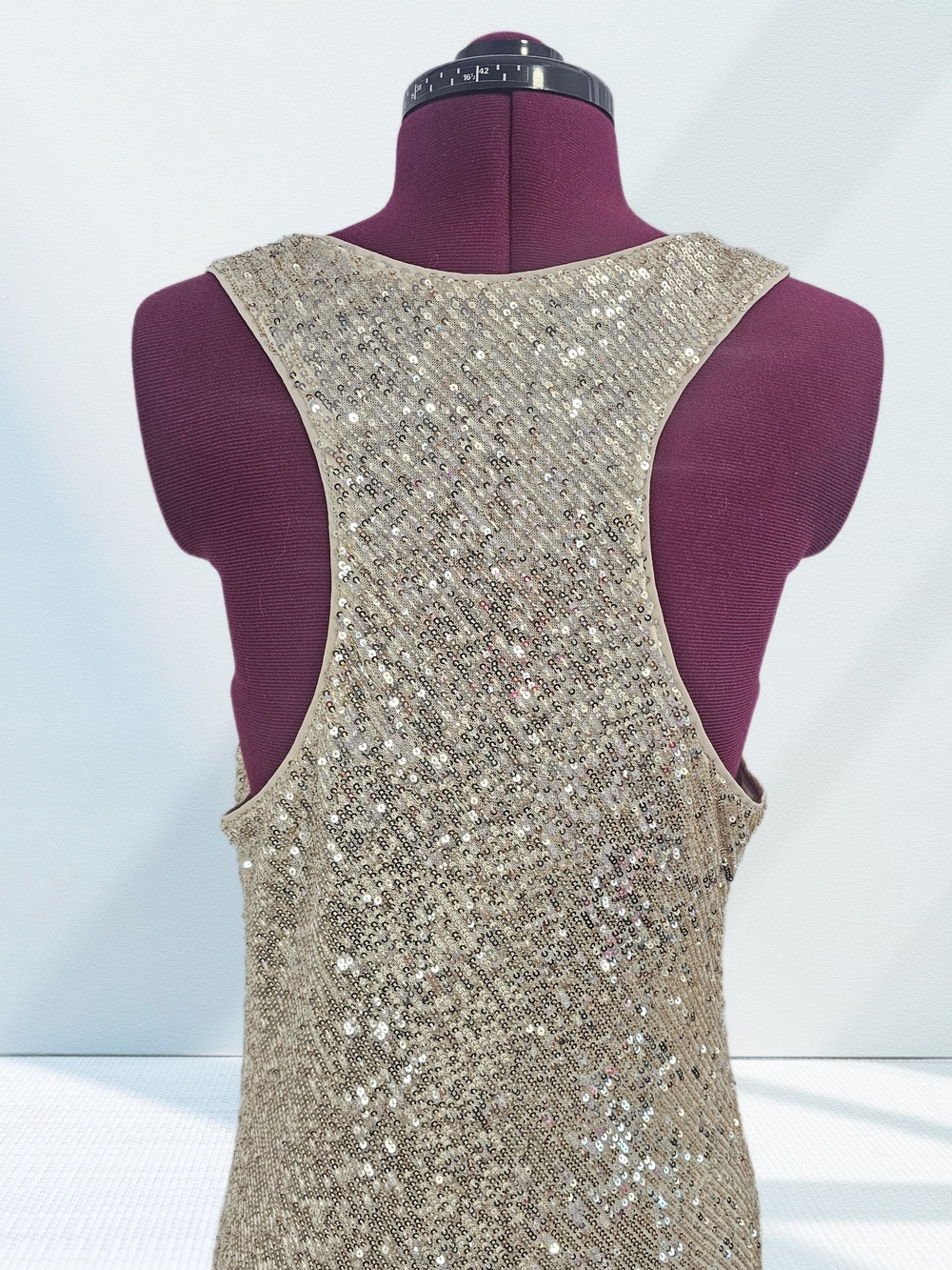 Gold Sequin Scoop Neck Sleeveless Long Gown Dress Formal Party Wedding Prom EUC - Picture 12 of 16